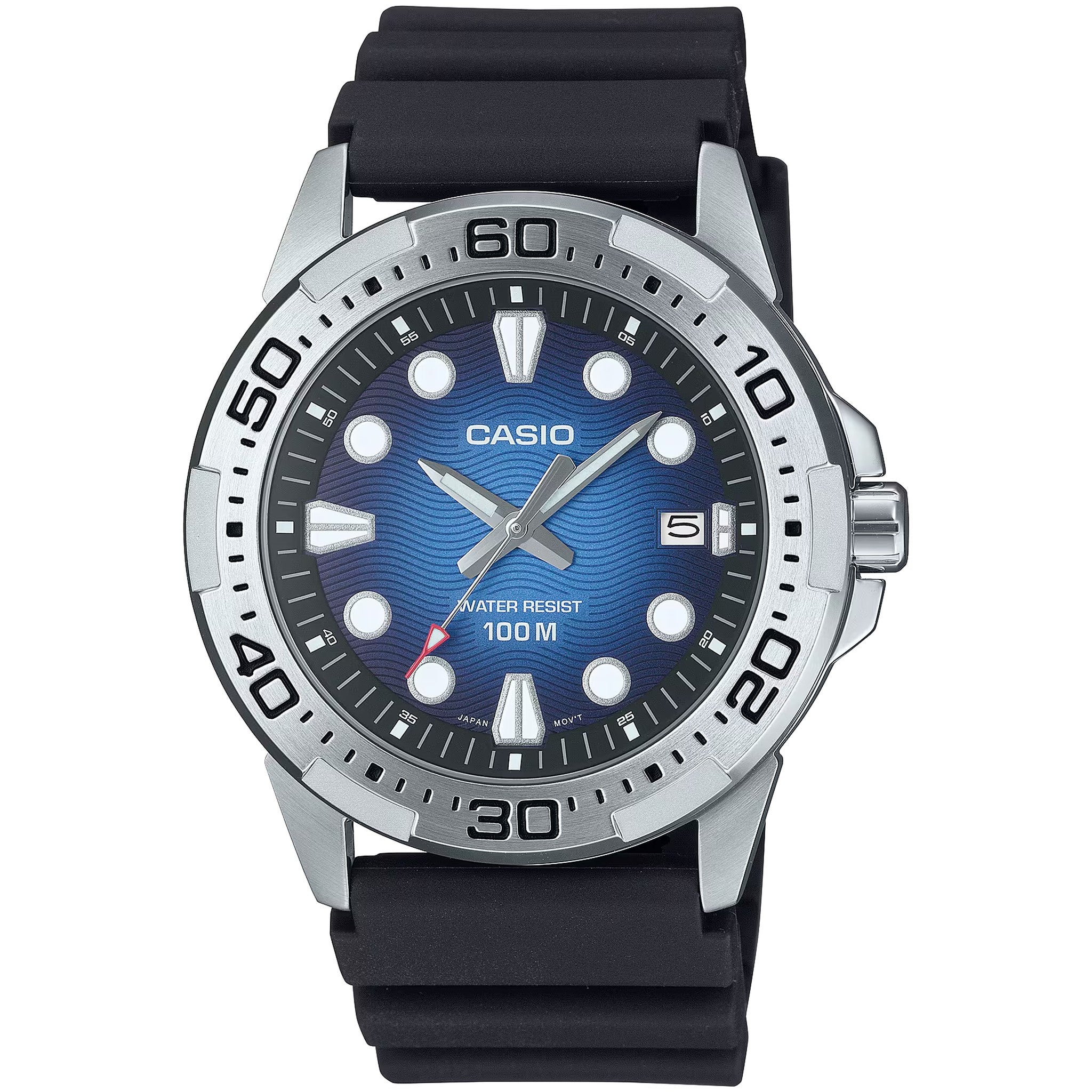 Casio Herrenuhr MTD-140-2A Quarz Analog Silber Blau