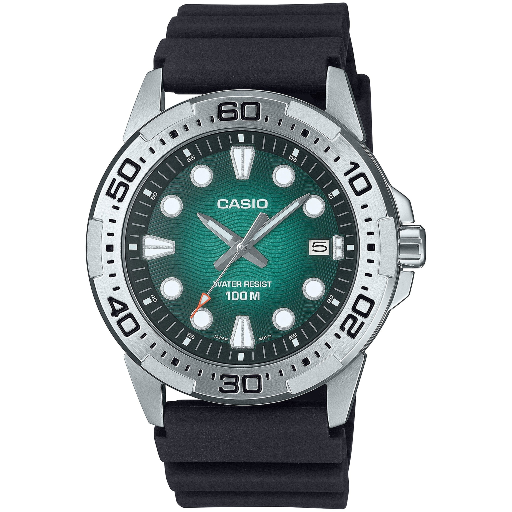 Casio Herrenuhr MTD-140-3A Quarz Analog Silber Grün