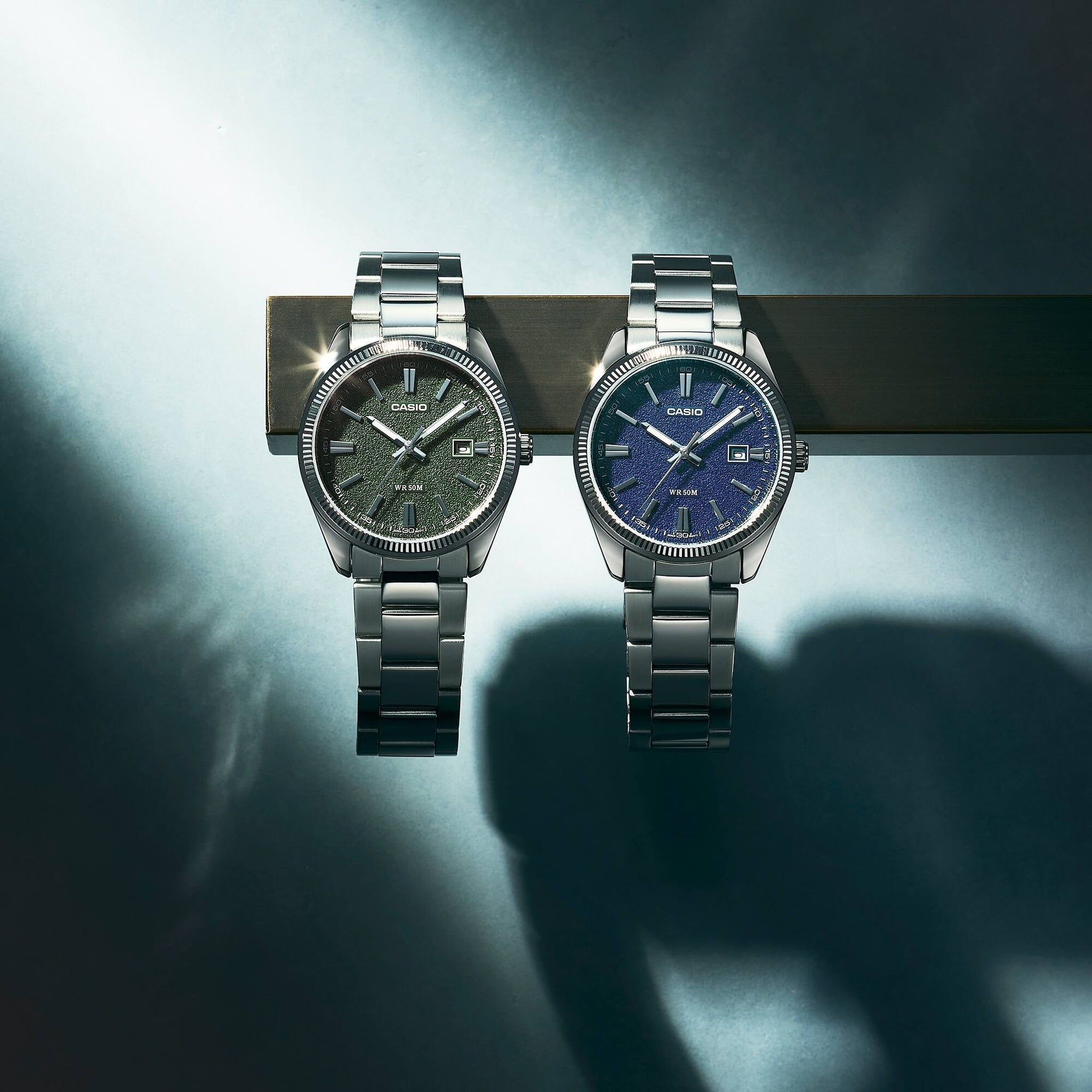 Casio Herrenuhr MTP-1302DA-2A1 Quarz Analog Silber Blau