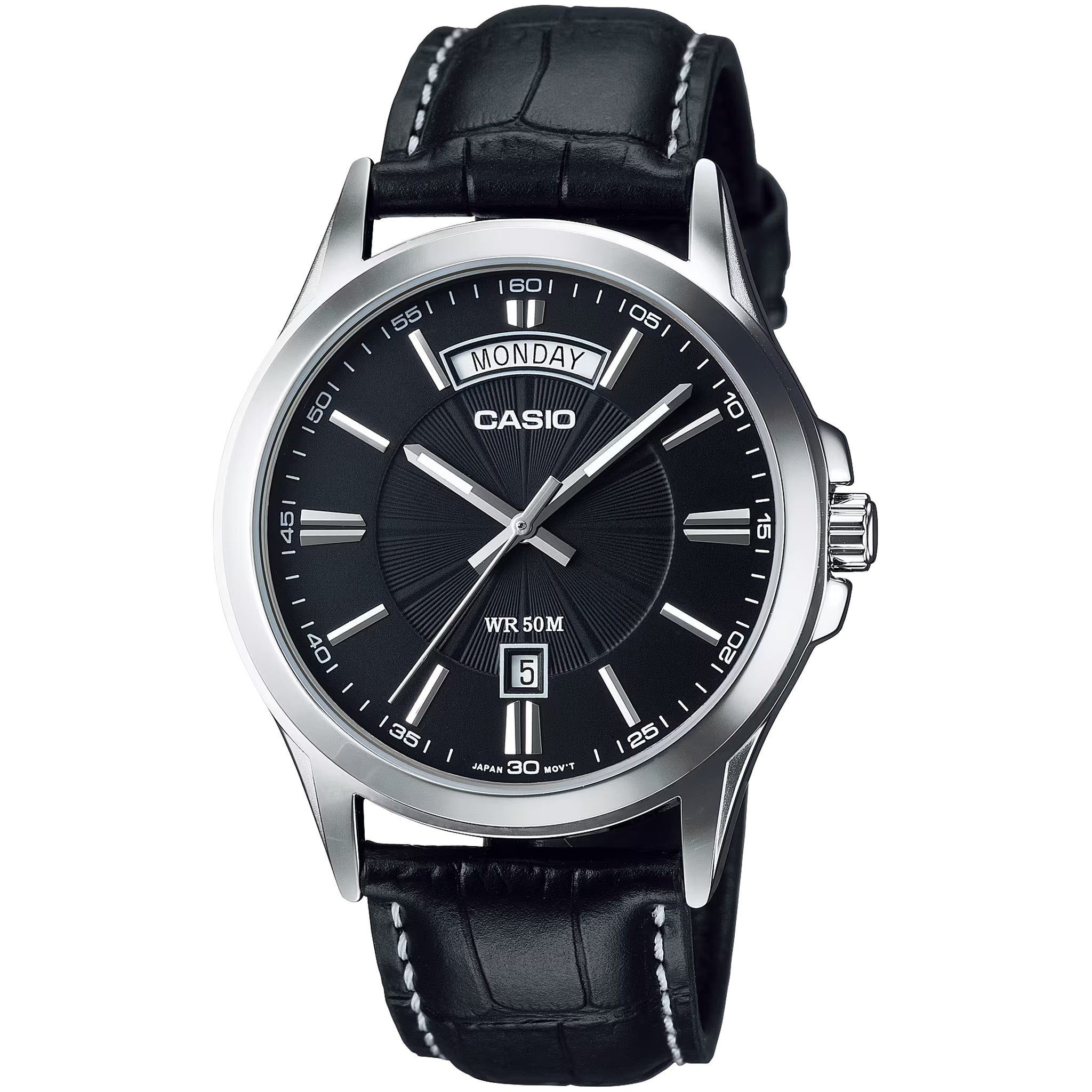 Montre Casio Homme MTP-1381L-1A Quartz Analogique Argent Noir