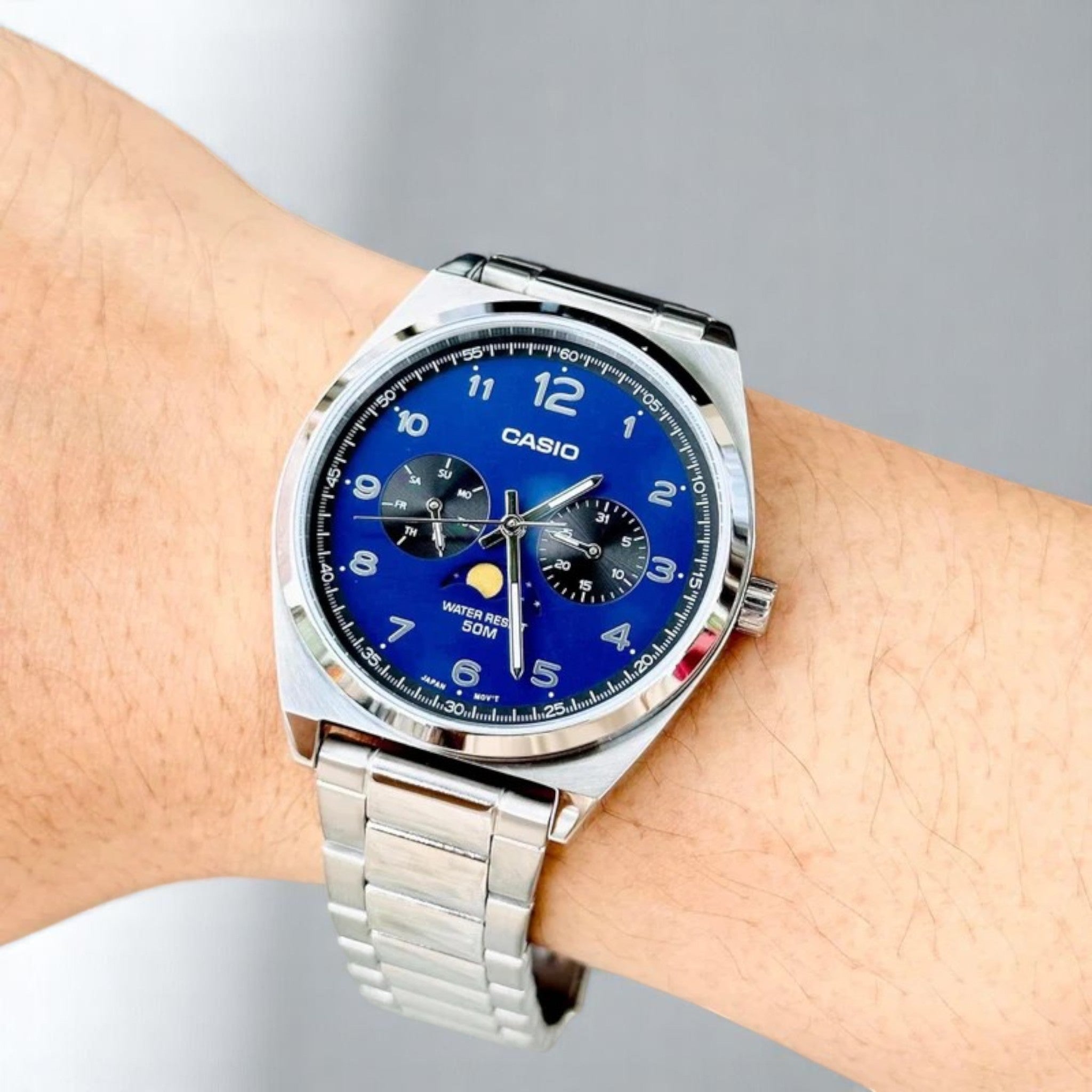 Casio Standard Men's Watch MTP-M300D-2A Moon Phase Blue Quartz