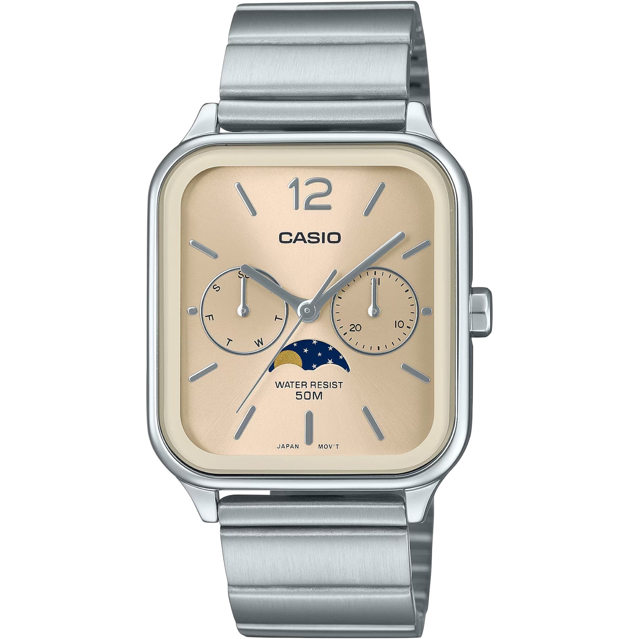 Casio Standard Men's Watch MTP-M305D-9A Moon Phase Champagne Quartz