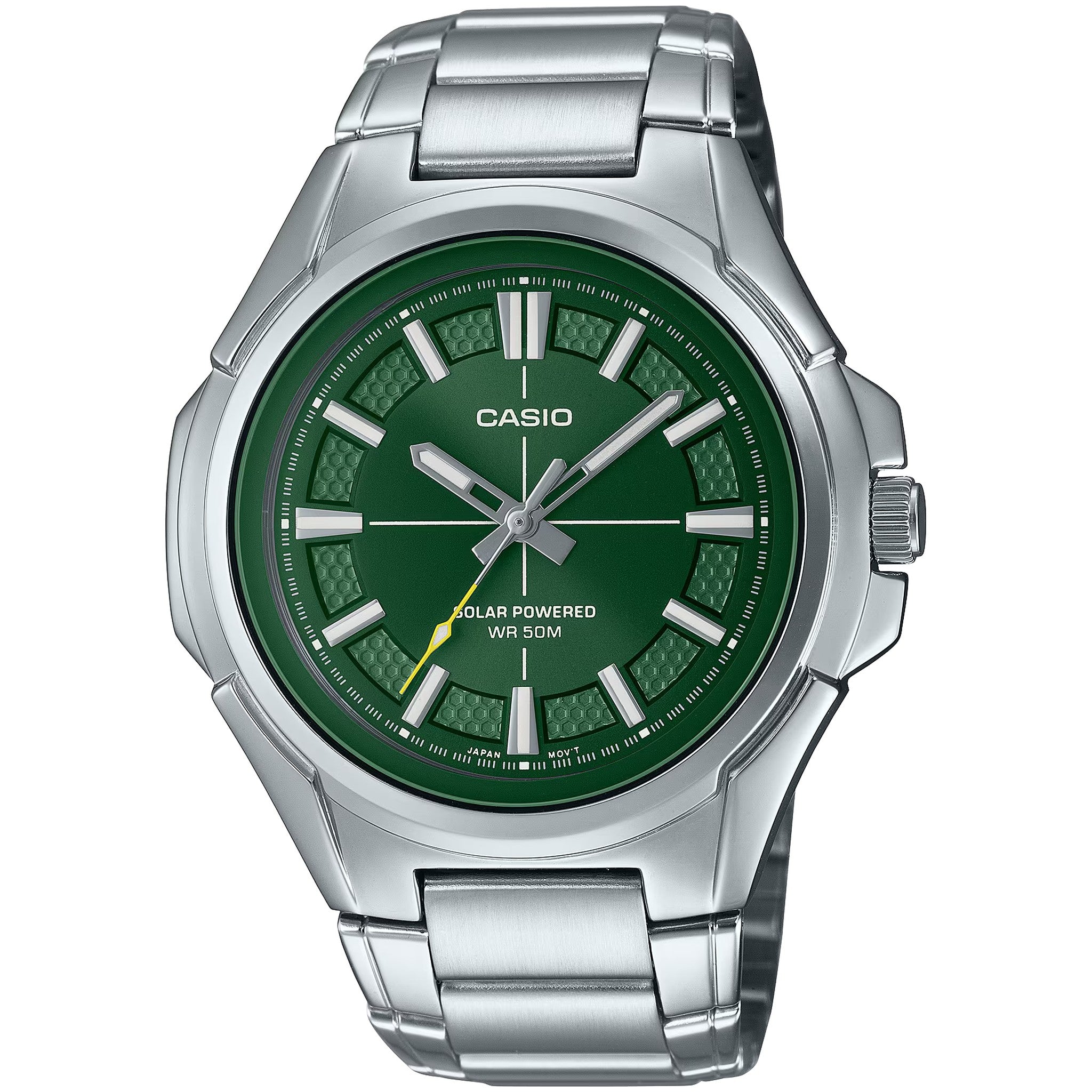 Casio Men's Watch MTP-RS100D-3A Solar Analog Silver Green