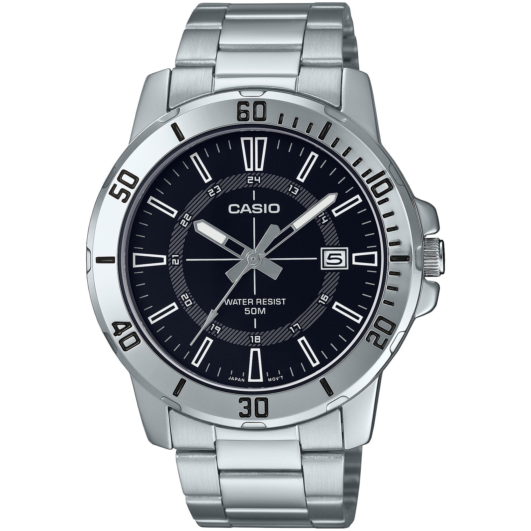 Casio Men's Watch MTP-VD01D-1C Quartz Analog Silver Black