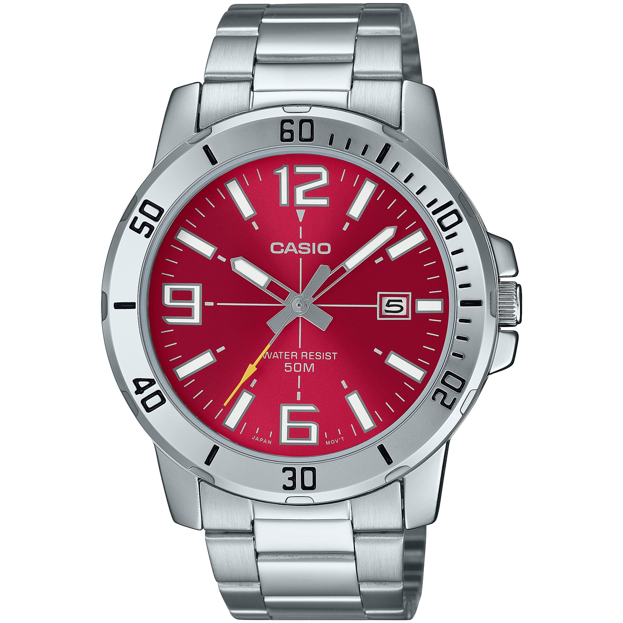 Casio Men's Watch MTP-VD01D-4B Quartz Analog Silver Red