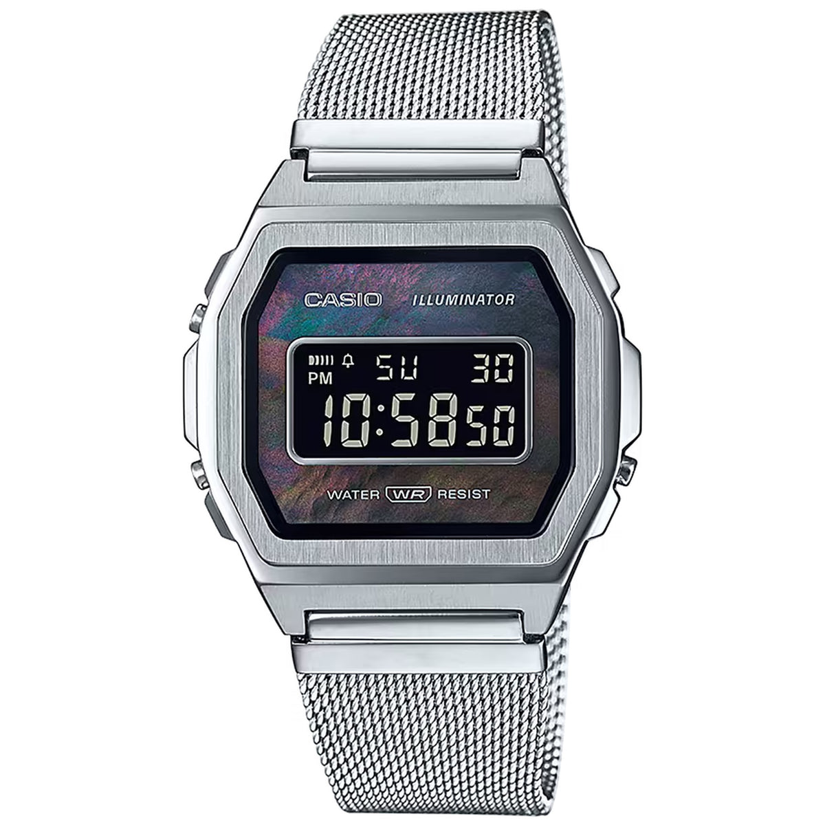 Casio Vintage Premium A1000M-1B Damen-Digitaluhr mit Perlmutt-Effekt