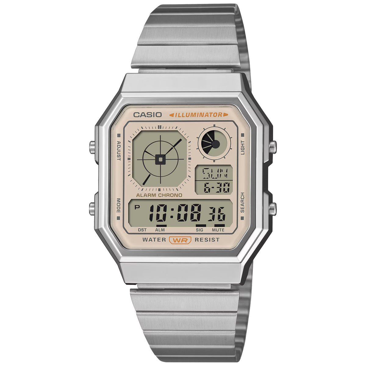 Casio Vintage A130WE-9A Silver Beige Digital Watch