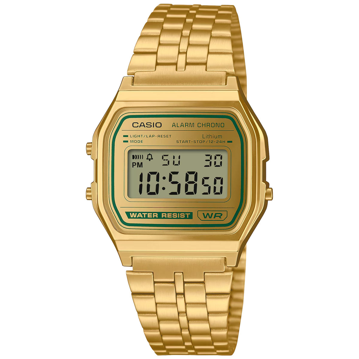 Montre Casio Vintage A158WEGV-9A Digitale Doré Vert Mixte
