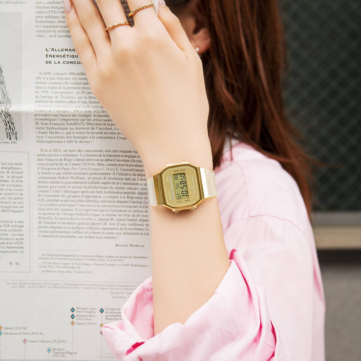 Casio Vintage A168XESG-9A Digitaluhr Gold Transparent