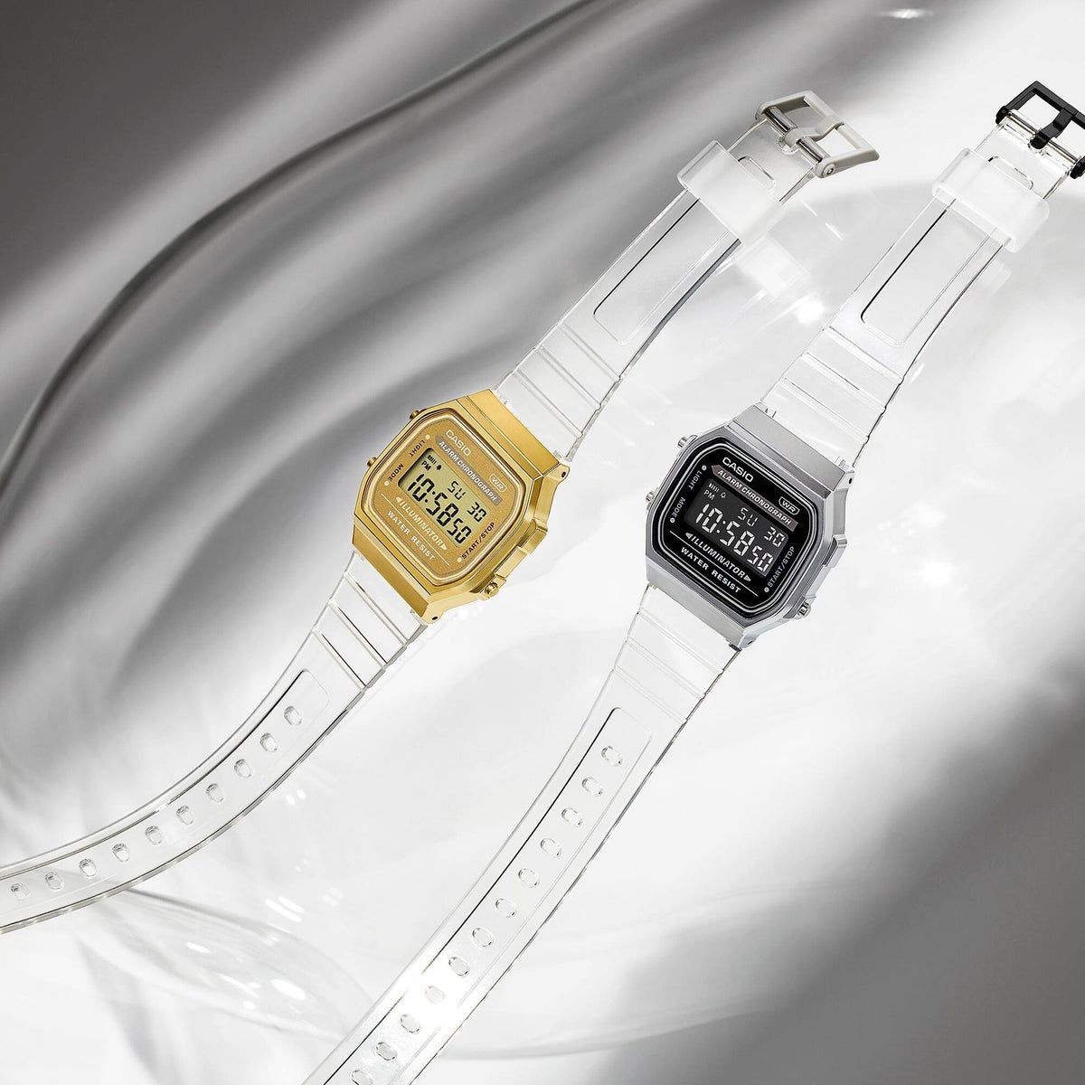 Casio Vintage A168XESG-9A Digitaluhr Gold Transparent