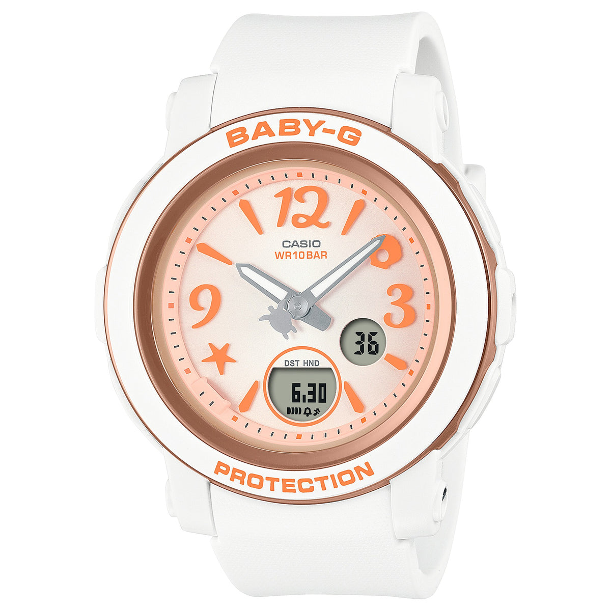 Casio Baby-G BGA-290US-4A Damenarmbanduhr Weiß Orange