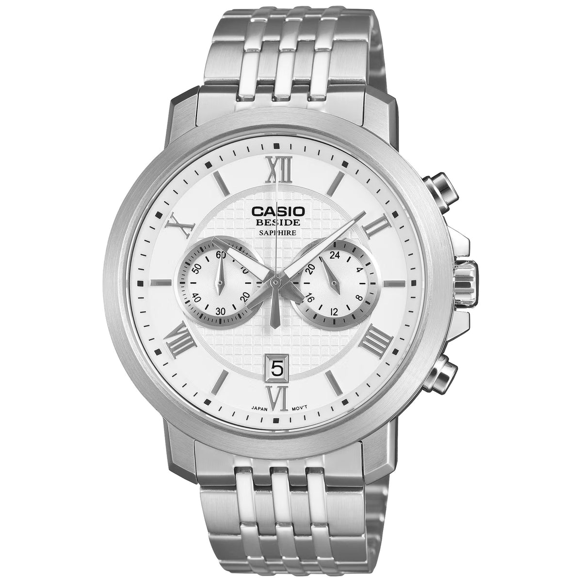 Casio Beside BMS-500D-7A Men's White Analog Chronograph Watch