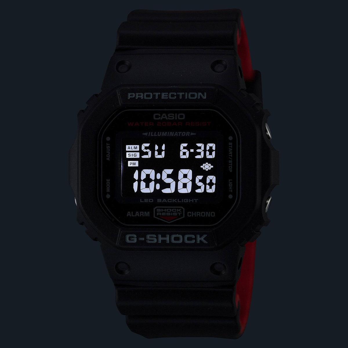 Casio G-Shock DW-5600UHR-1 Herrenuhr Schwarz Rot