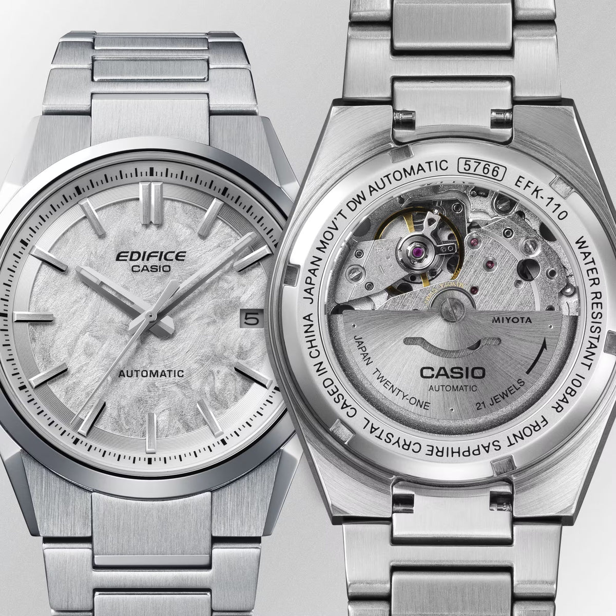 Casio Edifice EFK-110D-7A Automatik-Uhr Silberfarben