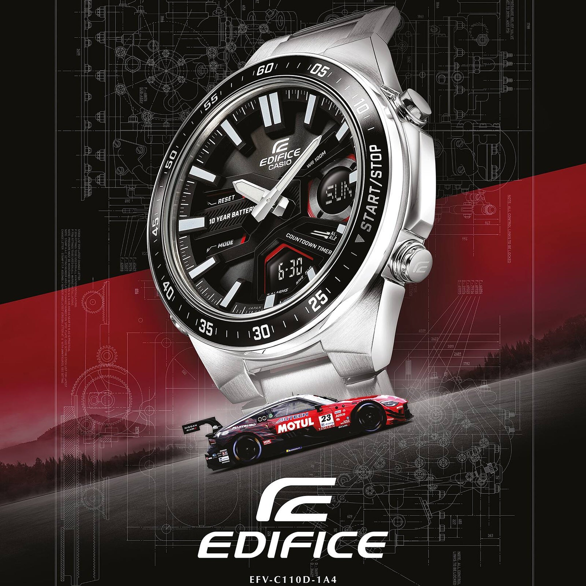Montre Casio Edifice EFV-C110D-1A4 Homme Argenté Noir