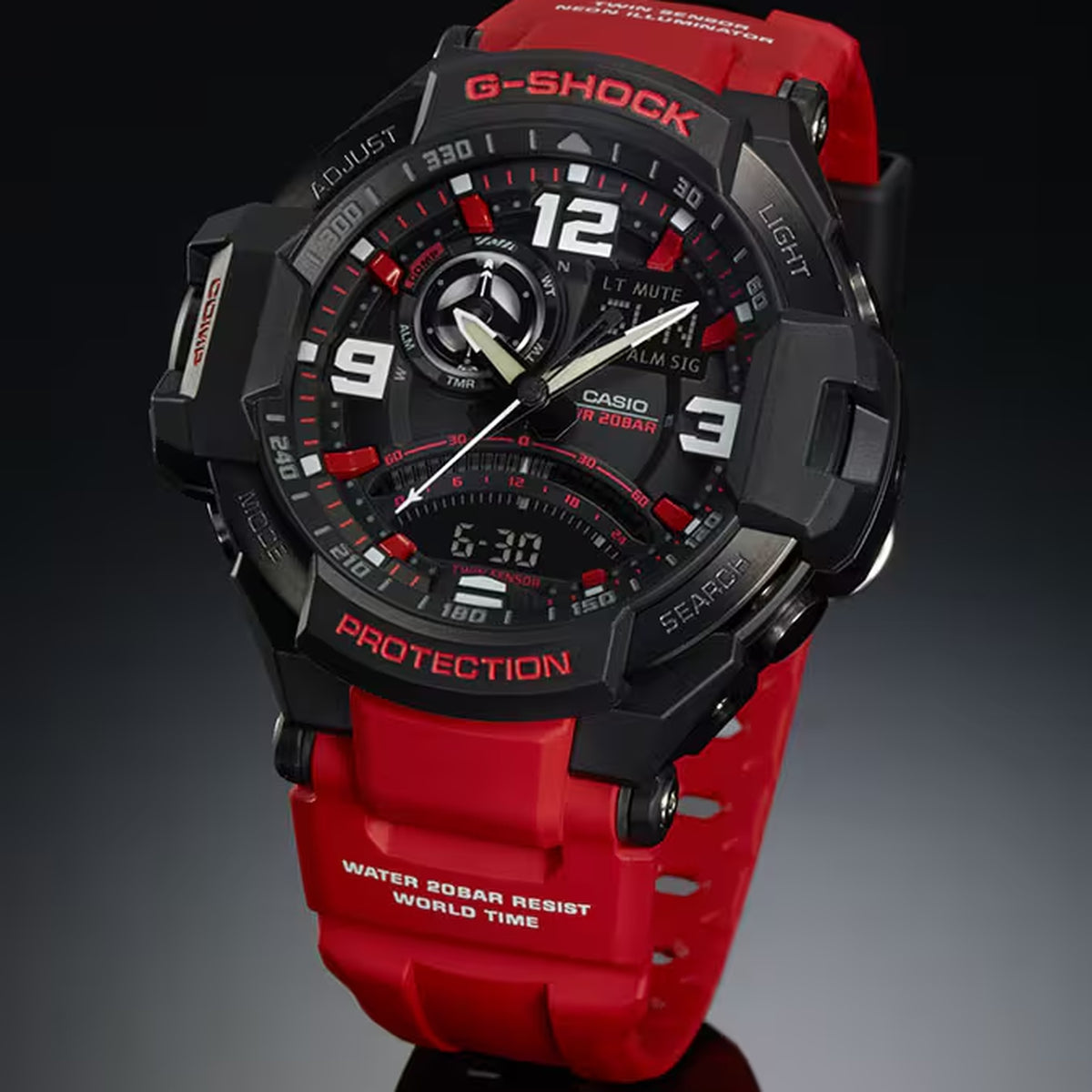 Casio G-Shock GA-1000-4B Herrenuhr Schwarz Rot