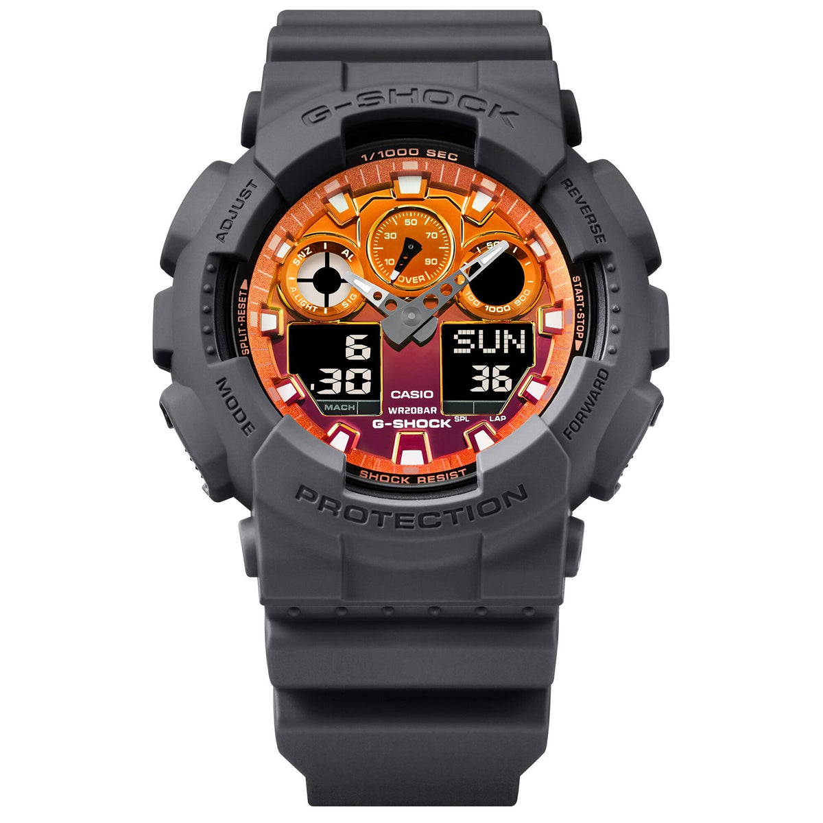 Montre Casio G-Shock GA-100FL-8A Homme Gris Orange