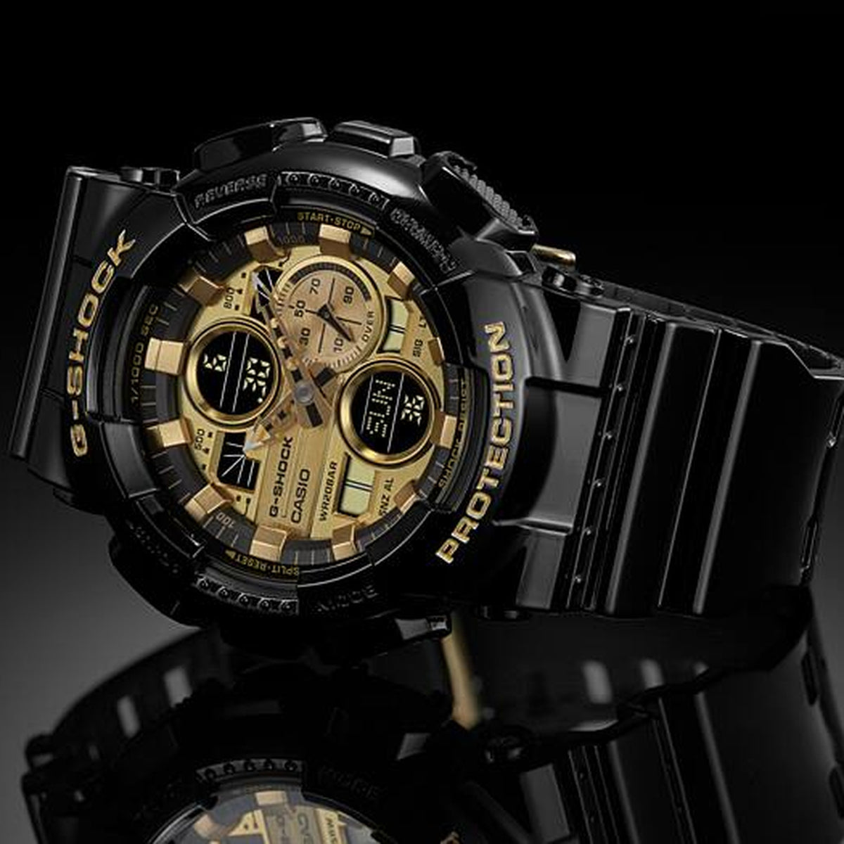 Casio G-Shock GA-140GB-1A1 Herrenuhr Schwarz Gold