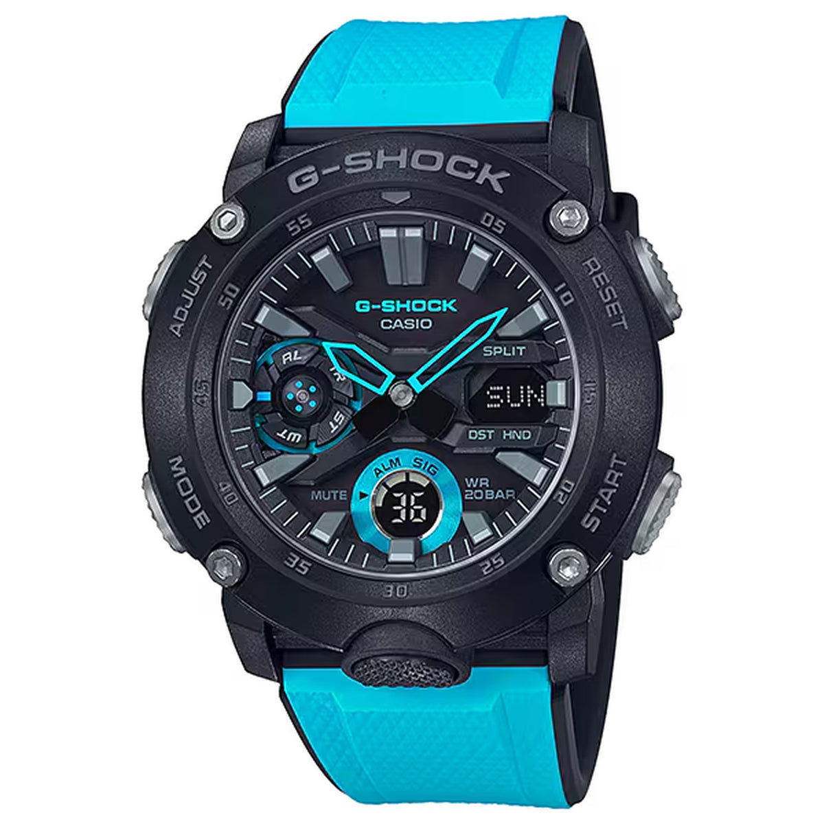 Casio G-Shock GA-2000-1A2 Herrenuhr Schwarz Blau