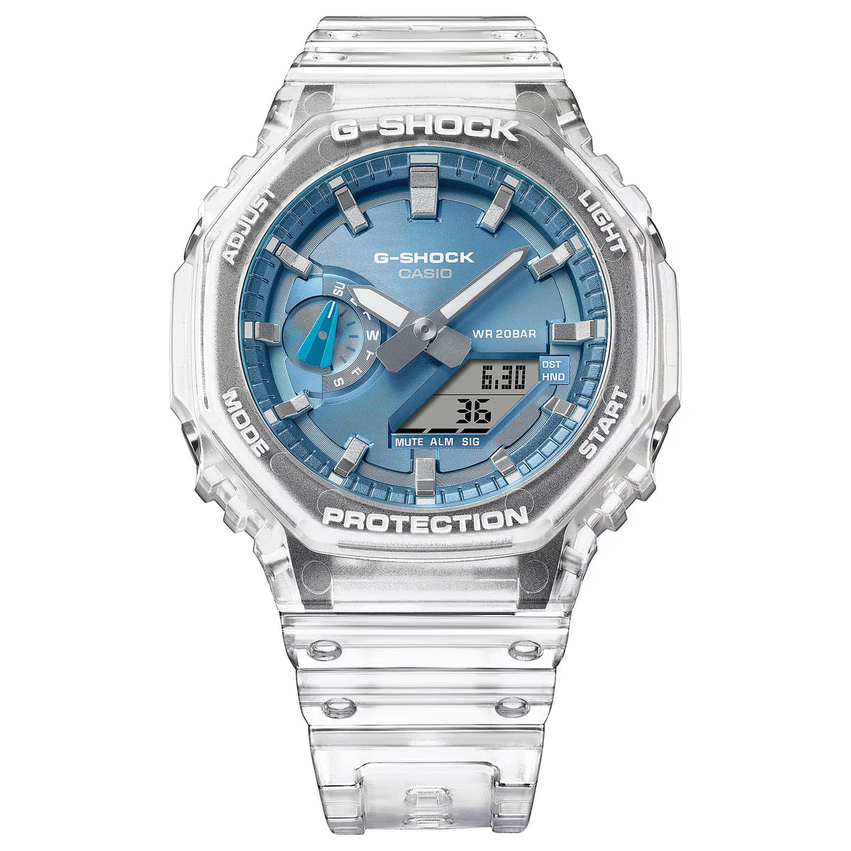 Casio G-Shock GA-2100BM-7A2 Herrenuhr Transparent Blau
