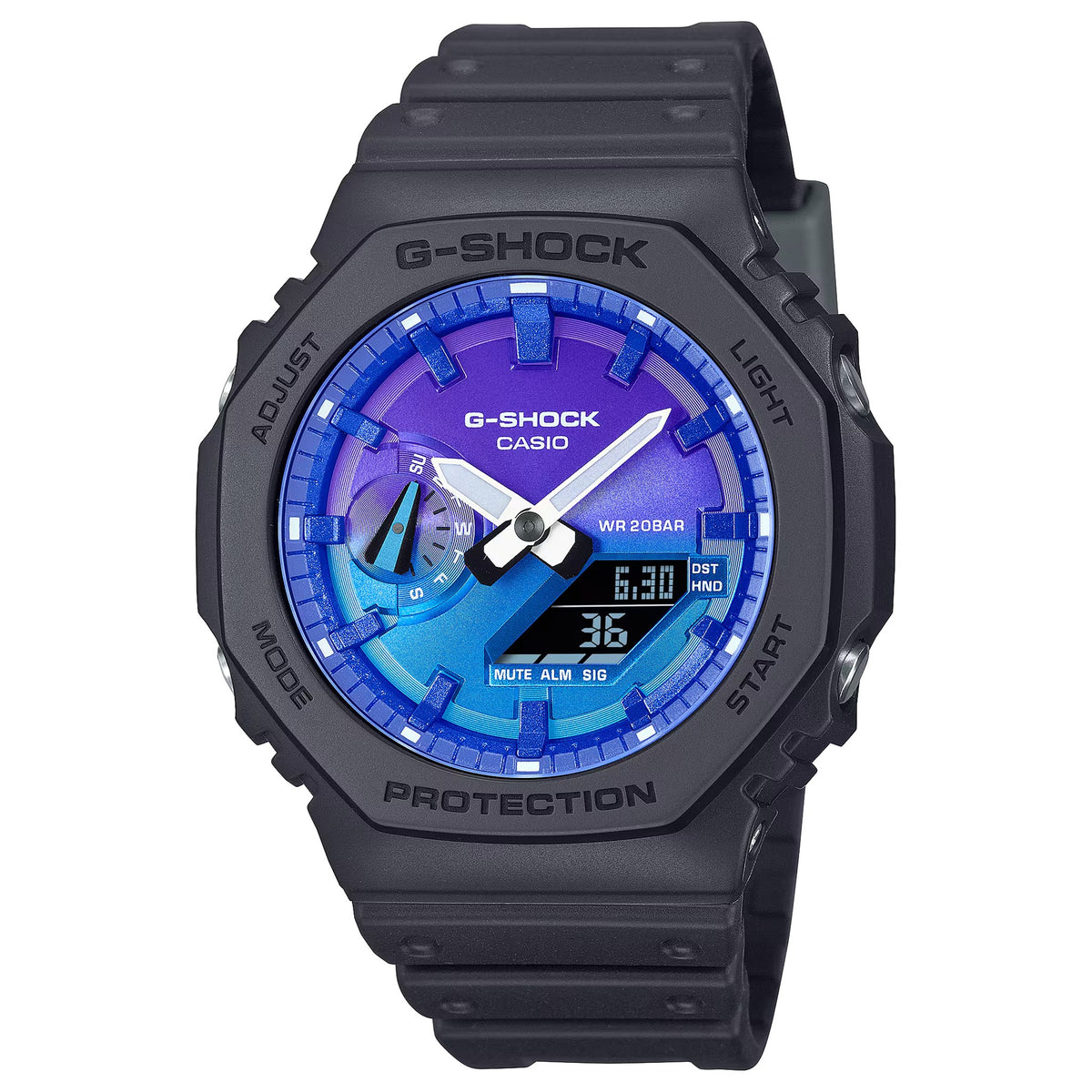 Casio G-Shock GA-2100FL-1A Herrenuhr Schwarz Violett Blau