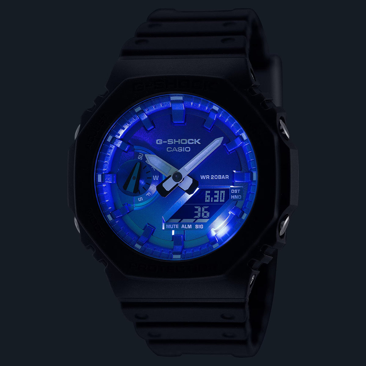 Casio G-Shock GA-2100FL-1A Herrenuhr Schwarz Violett Blau
