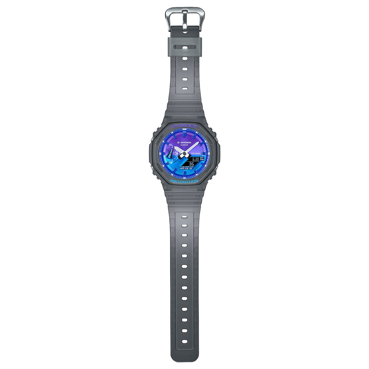 Casio G-Shock GA-2100FLS-8A2 Herrenuhr Grau Violett Blau