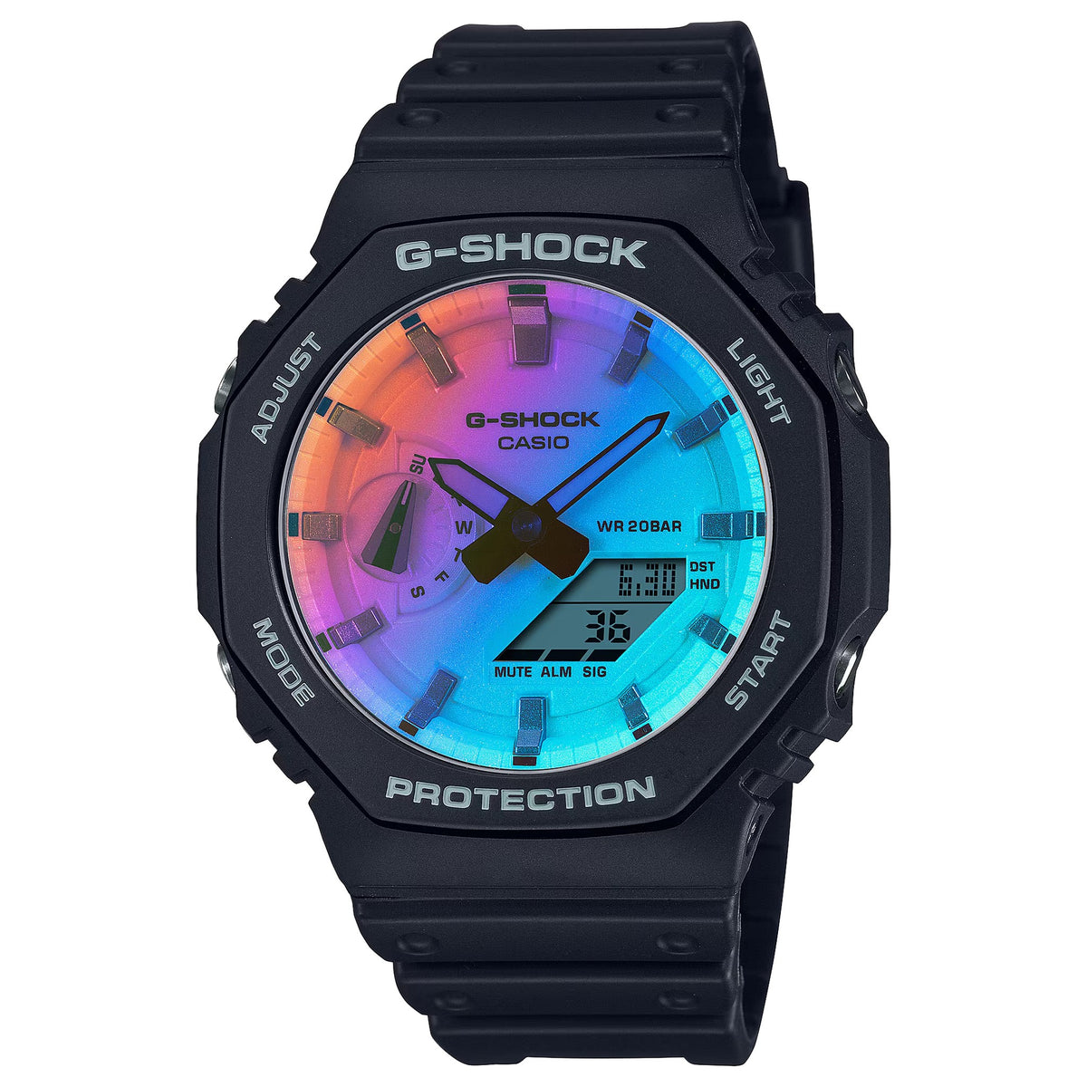 Casio G-Shock GA-2100SR-1A Herrenuhr Schwarz Multicolor