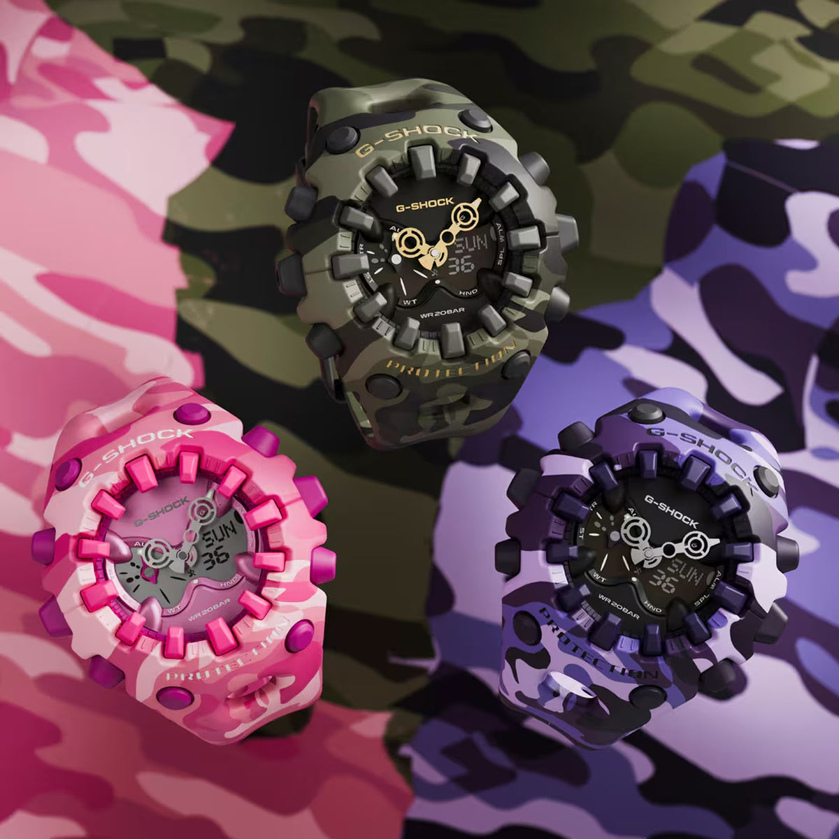 Casio G-Shock GA-V01CMG-6A Herrenuhr Camouflage Violett