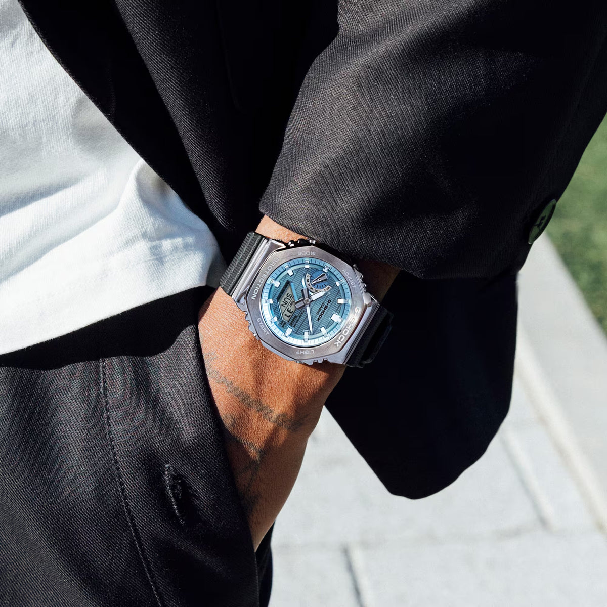 Casio G-Shock GM-2100A-1A2 Men's Silver Blue Watch