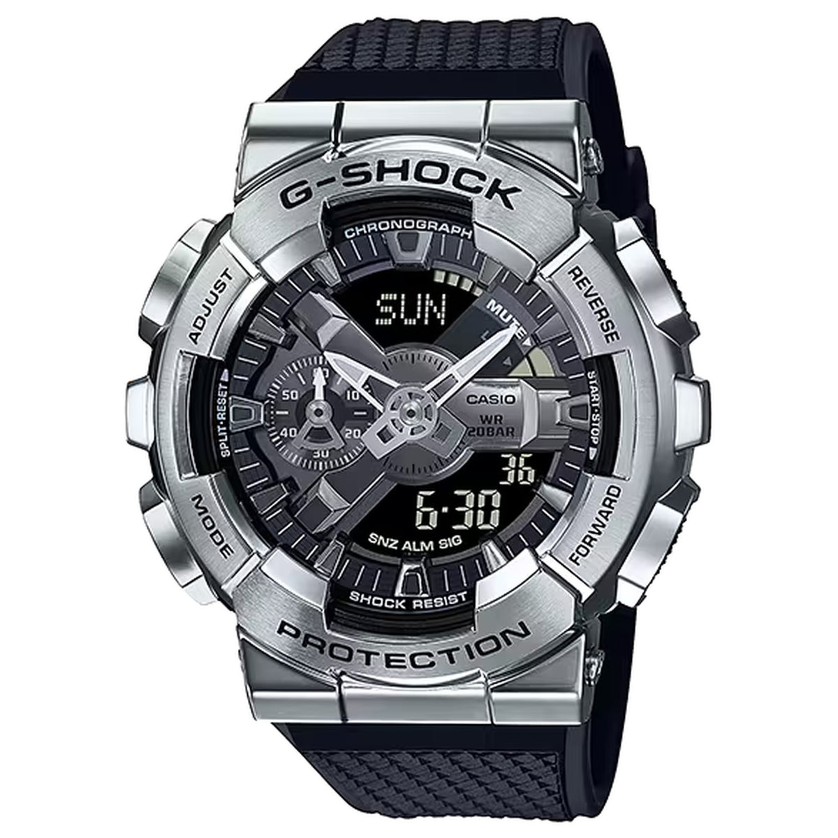 Casio G-Shock GM-110-1A Men's Silver Black Watch