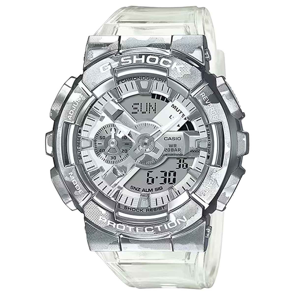 Casio G-Shock GM-110SCM-1A Herrenuhr Silber Tarnmuster