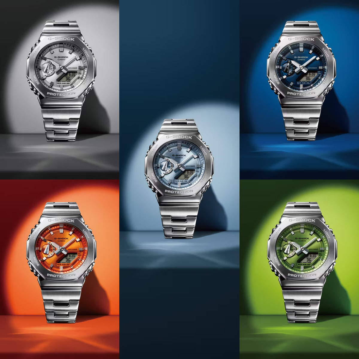 Casio G-Shock GM-2110D-2A Herrenuhr Silber Blau