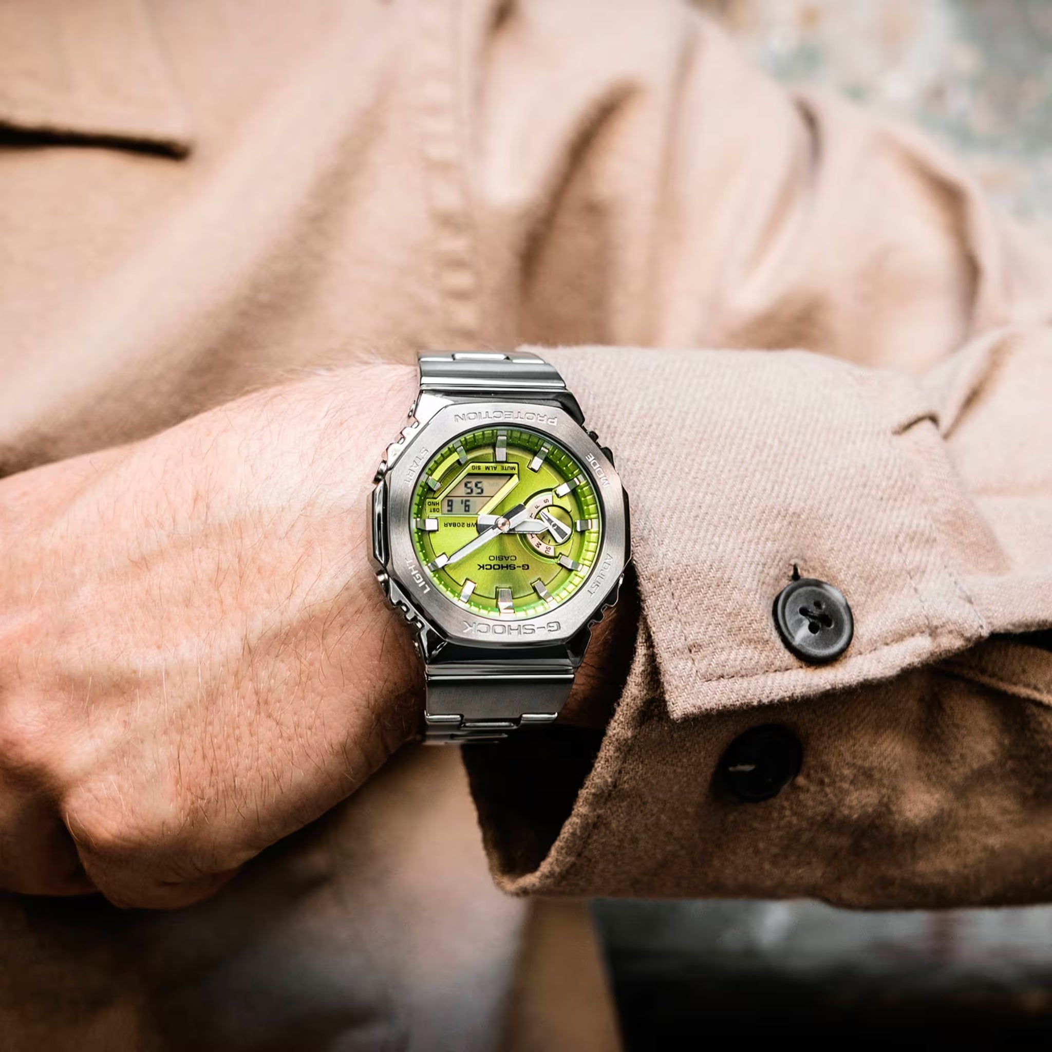 Montre Casio G-Shock GM-2110D-3A Homme Argenté Vert