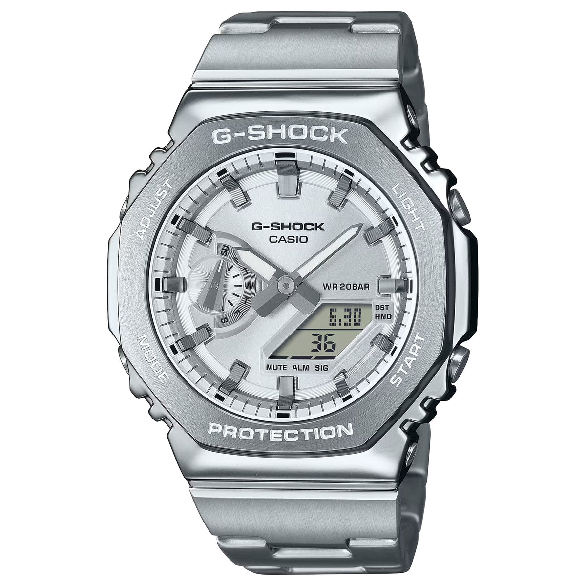 Casio G-Shock GM-2110D-7A Herrenuhr Silber