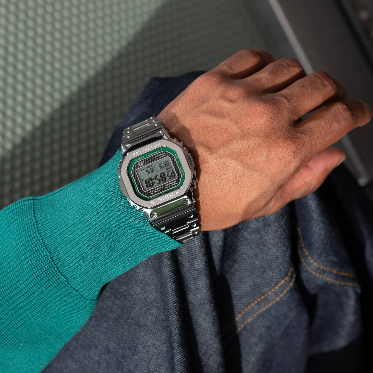 Casio G-Shock GMW-B5000D-3 Herrenuhr Silber Grün