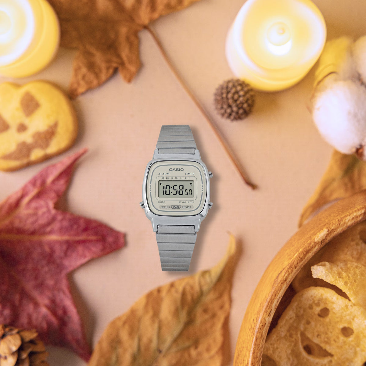 Montre Casio Vintage LA670WEA-8A Digitale Argenté Femme