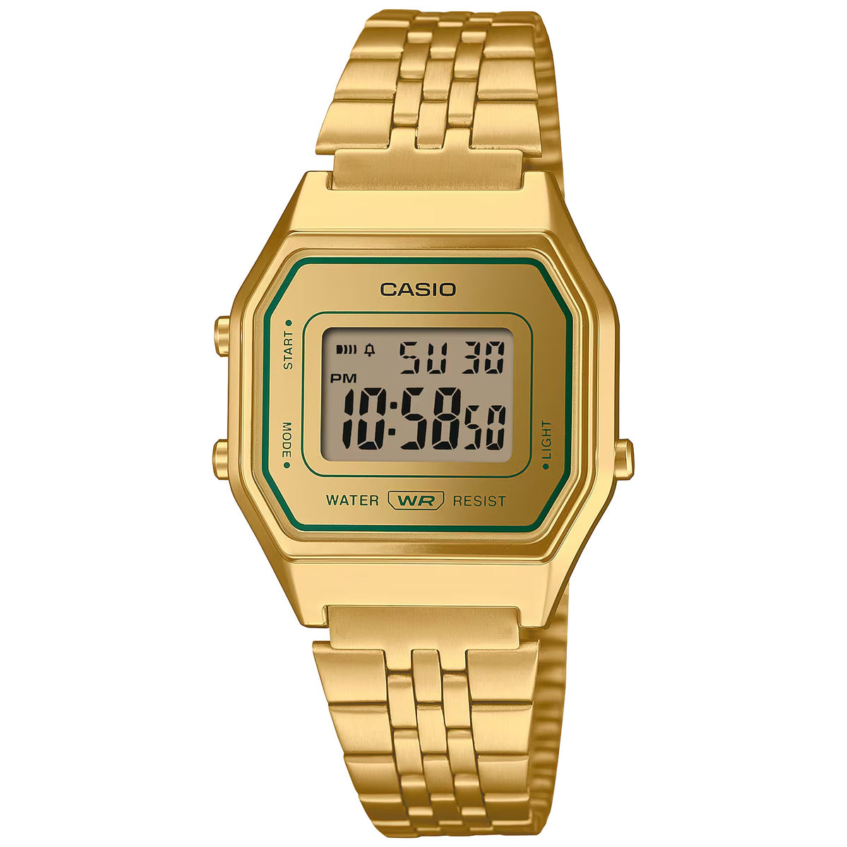 Montre Casio Vintage LA680WEGV-9A Digitale Doré Vert Femme