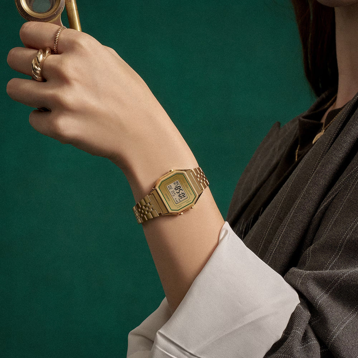 Montre Casio Vintage LA680WEGV-9A Digitale Doré Vert Femme