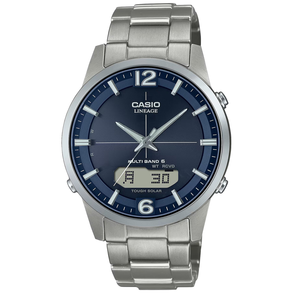 Relógio Casio Lineage LCW-M170TD-2A Solar Radiocontrolado Titânio Azul