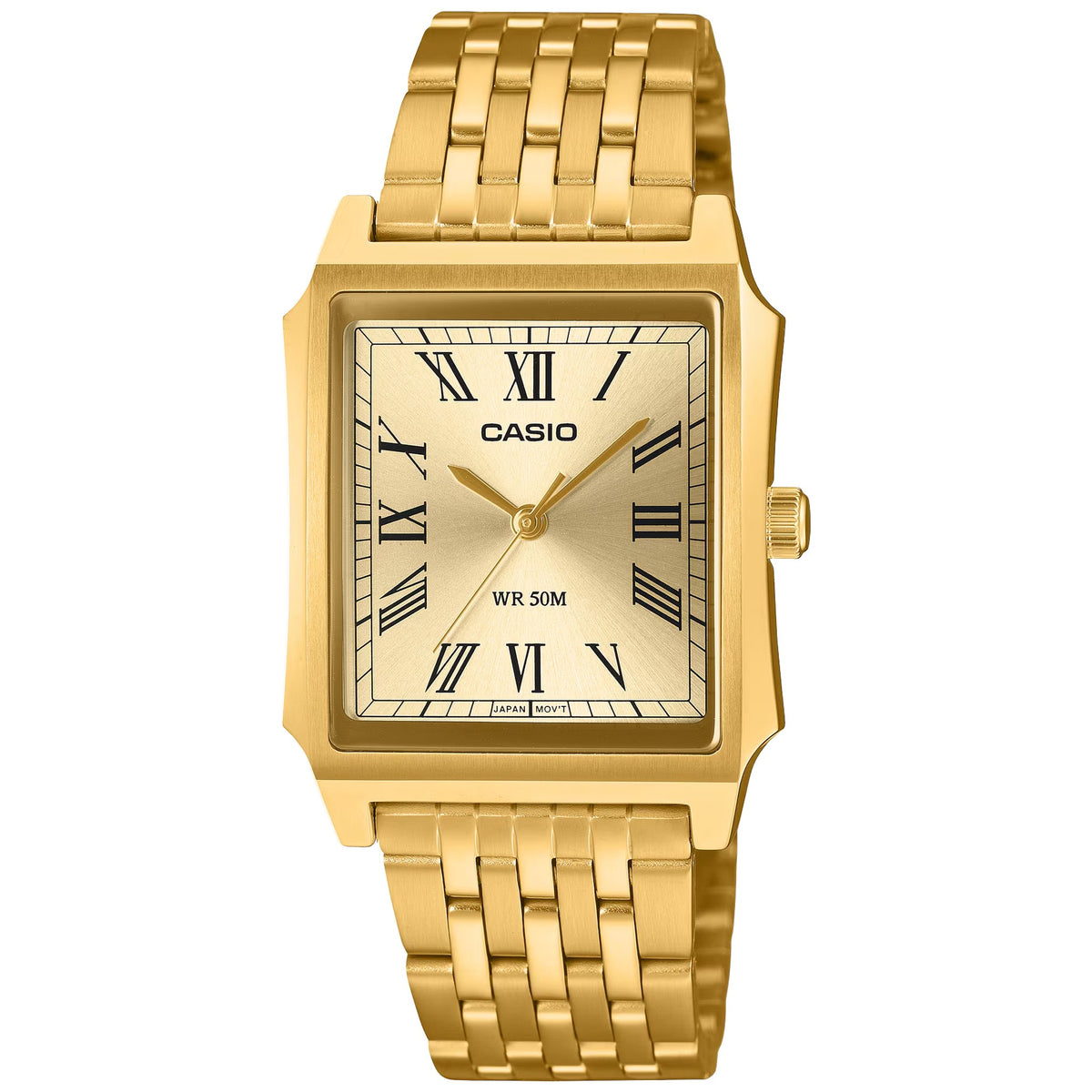 Casio Uhr Timeless MTP-B190G-9BV Rechteckig Römische Ziffern Goldfarben