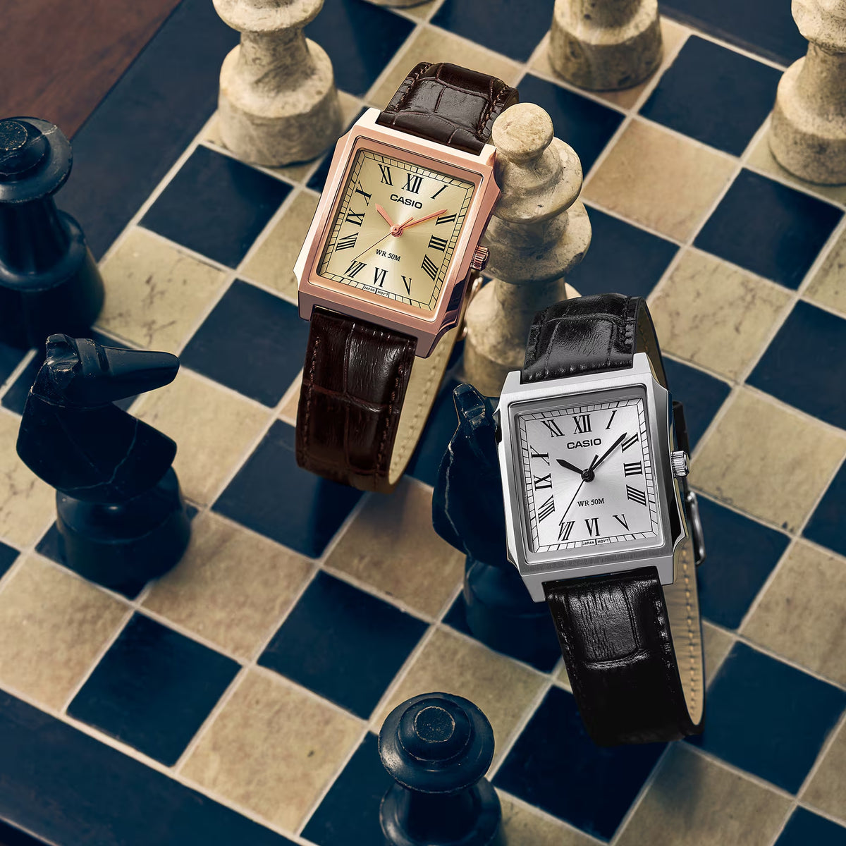 Casio Timeless MTP-B190RGL-9BV Uhr Rechteckig Römische Ziffern Roségold