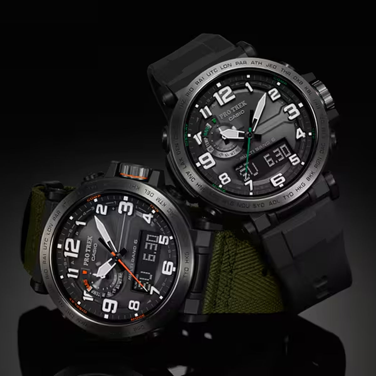 Montre Casio Pro Trek PRW-6600YB-3 Solaire Radio-piloté Analogique / Digitale Noir