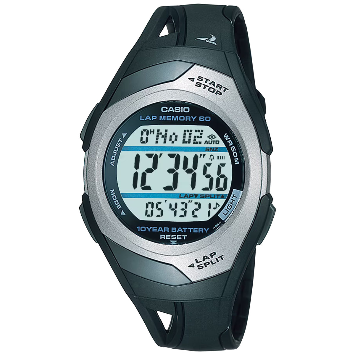 Casio Sport Uhr STR-300C-1V Digitaler Schrittzähler Schwarz Grau