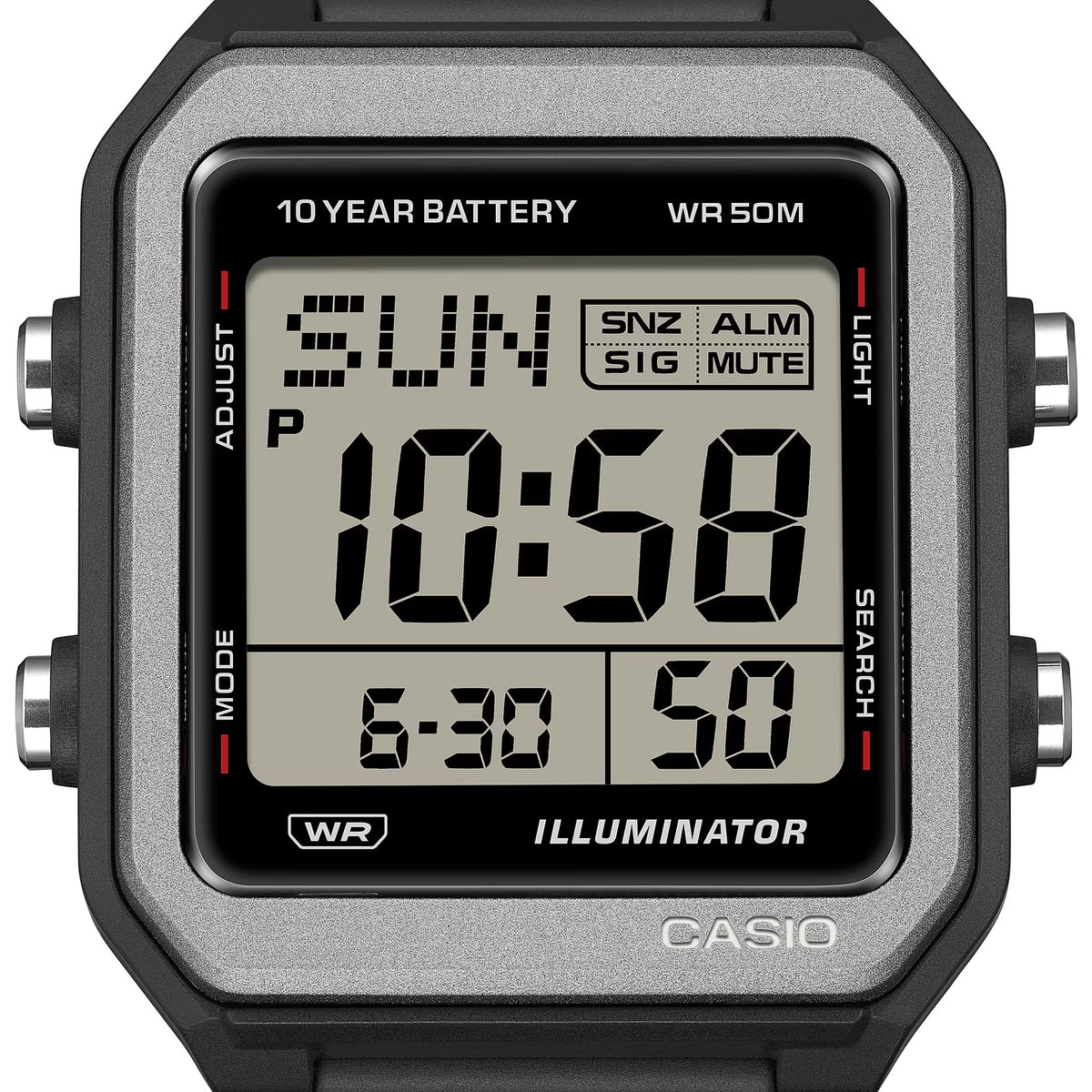 Casio W-221H-1AV Digitale Herrenuhr Schwarz