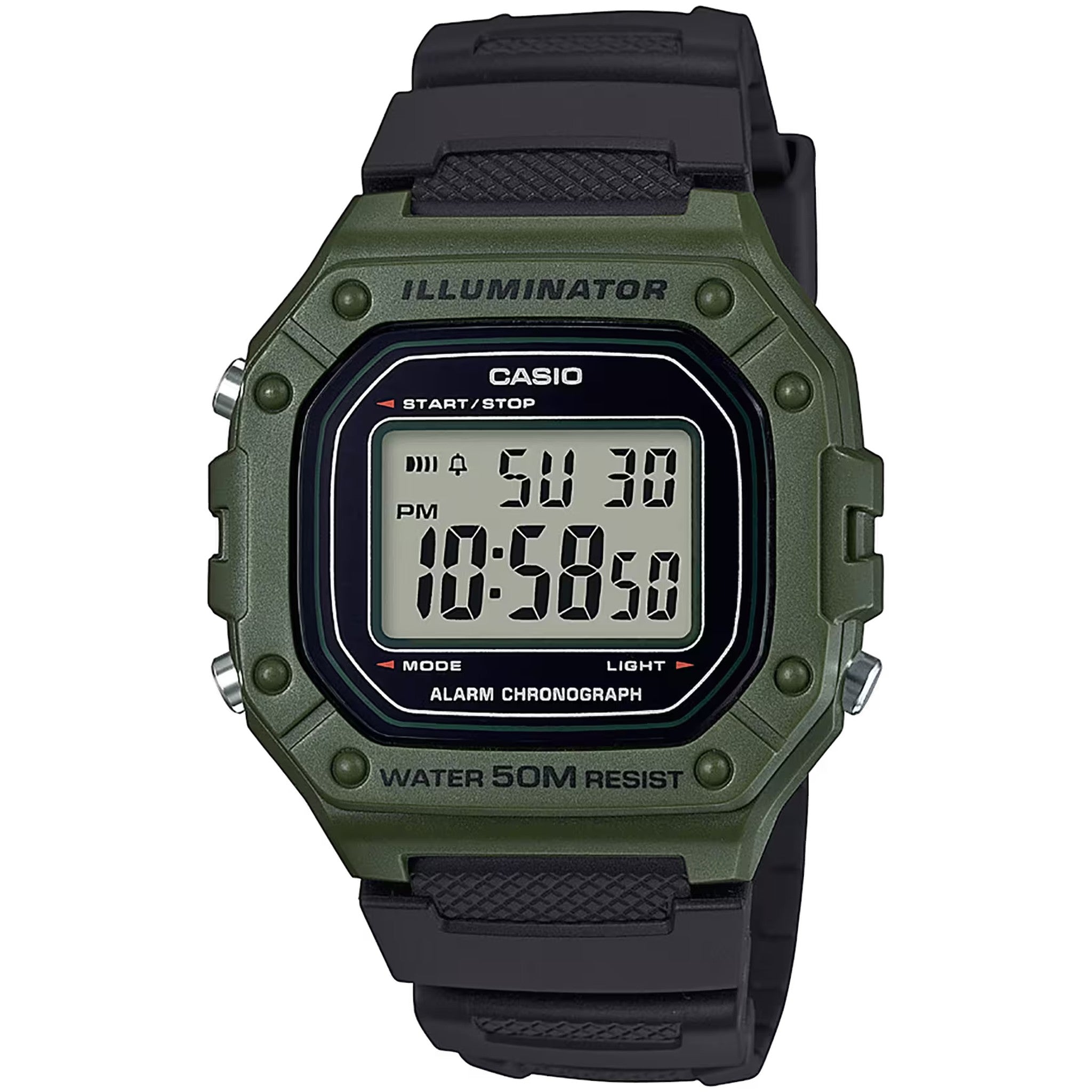 Casio Men's Watch W-218H-3A Quartz Digital Green Black