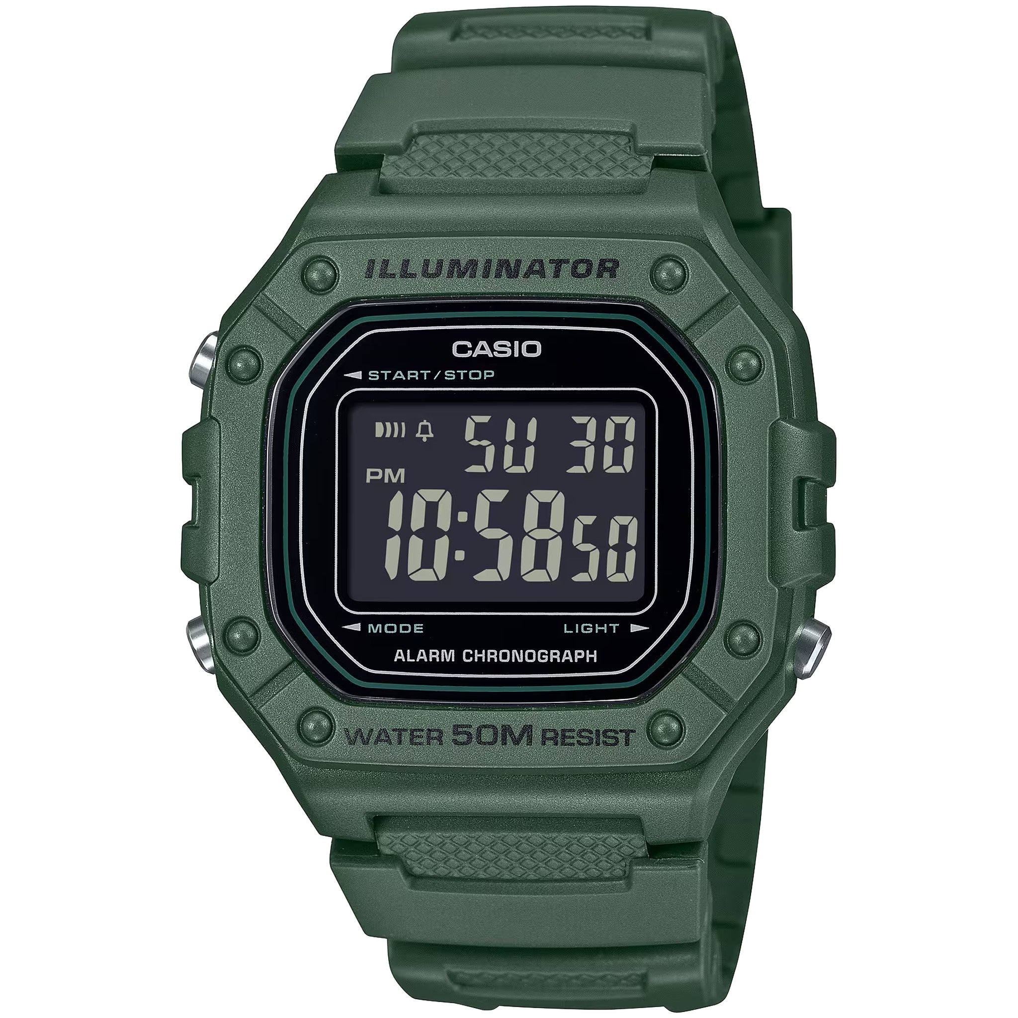 Casio Men's Watch W-218H-3B Quartz Digital Green Black