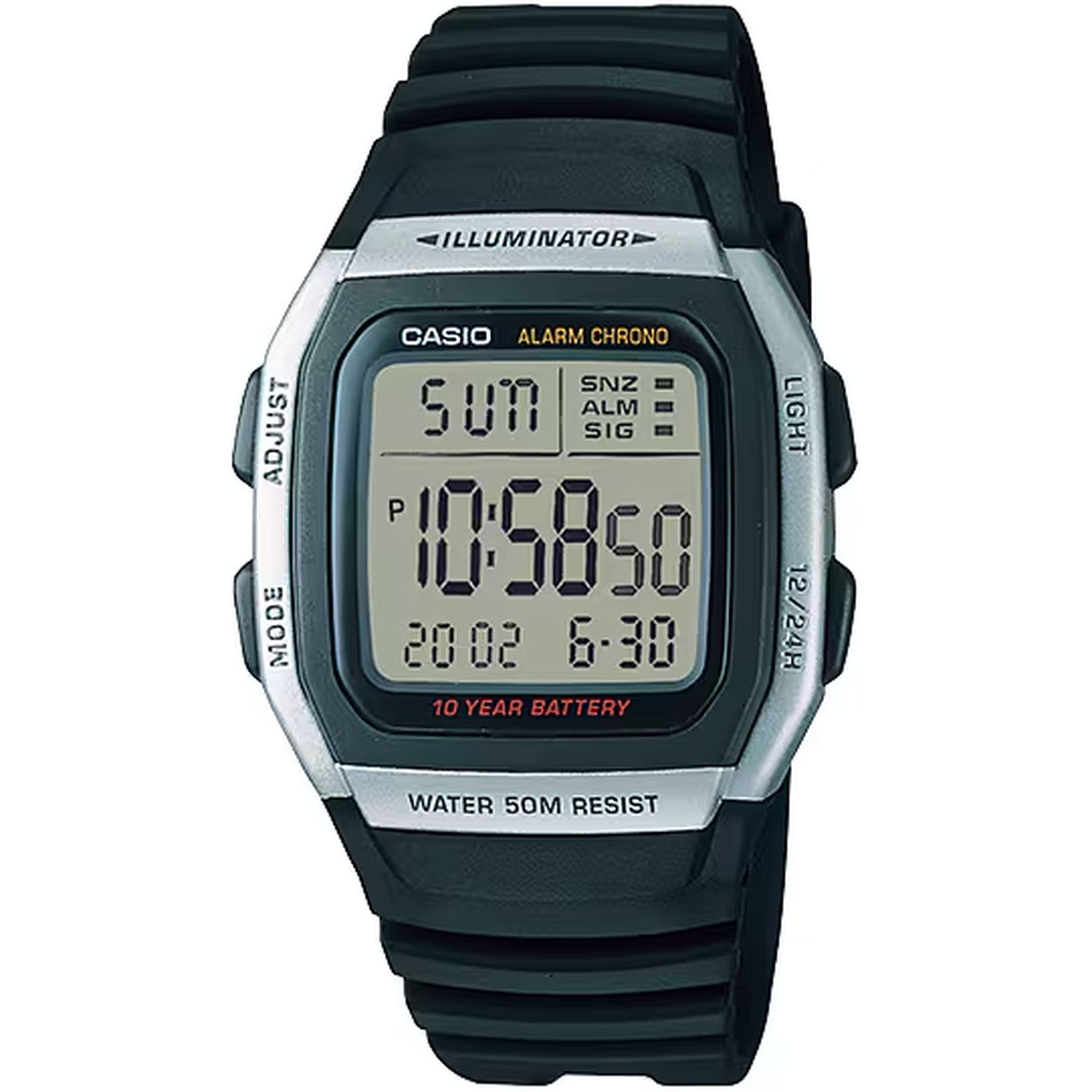 Casio Men's Watch W-96H-1A Quartz Digital Silver Black