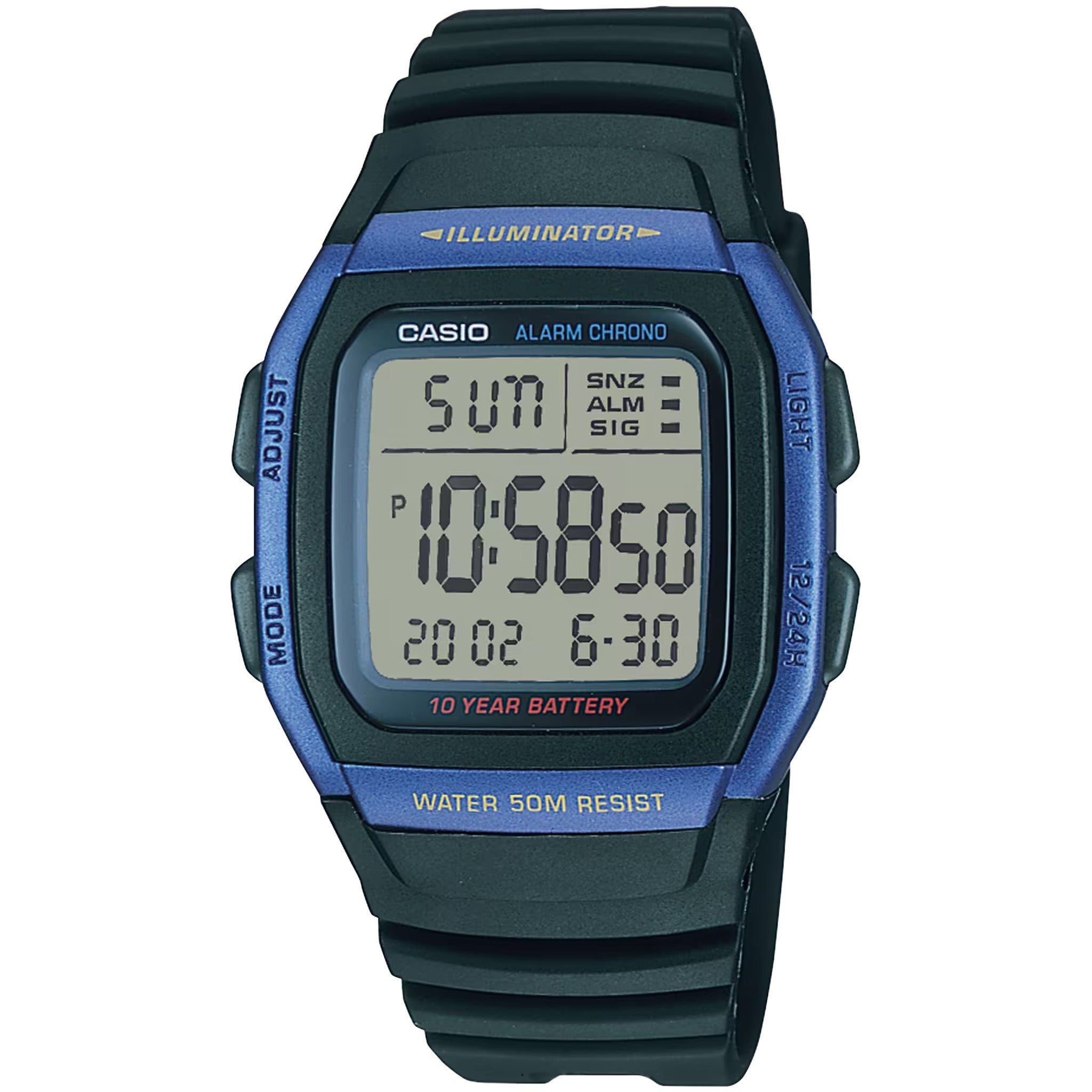 Casio Men's Watch W-96H-2A Quartz Digital Blue Green