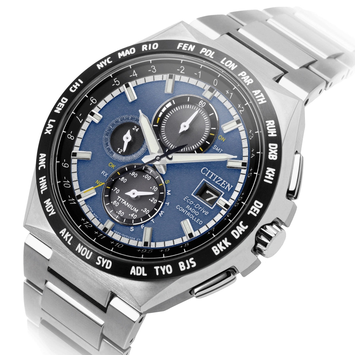 Relógio Citizen AT8238-84L Cronógrafo Eco-Drive 43,5 mm Super Titanium Azul Homem